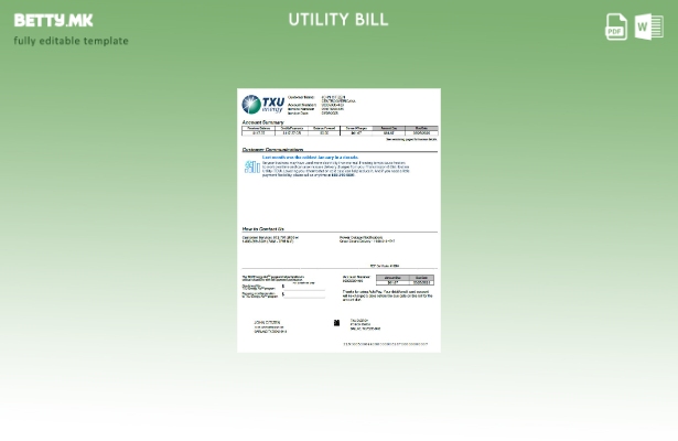 Модерен стил USA TXU за енергетска сметка за комунална верзија на шаблон за ве 1